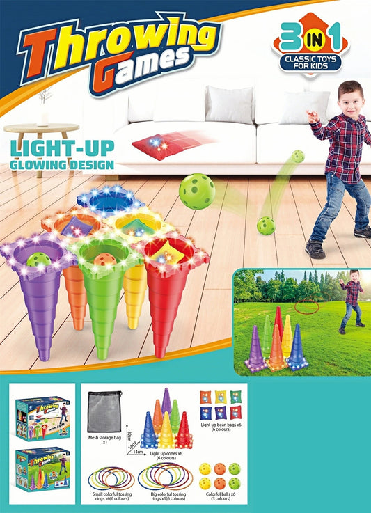 Glowing Ice Cream Cone Lap Throwing Sandbag Cone Toys Outdoor Park Camping Party Games Best Gifts for Kids