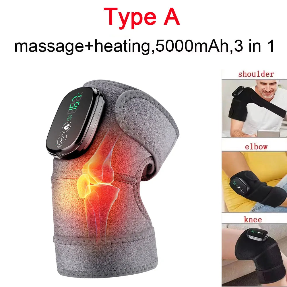 3 in 1 Cordless Thermal Knee Pad Knee Shoulder Massager Vibration Leg Arm Joint Brace Muscle Relax Joint Brace Muscle Relaxation