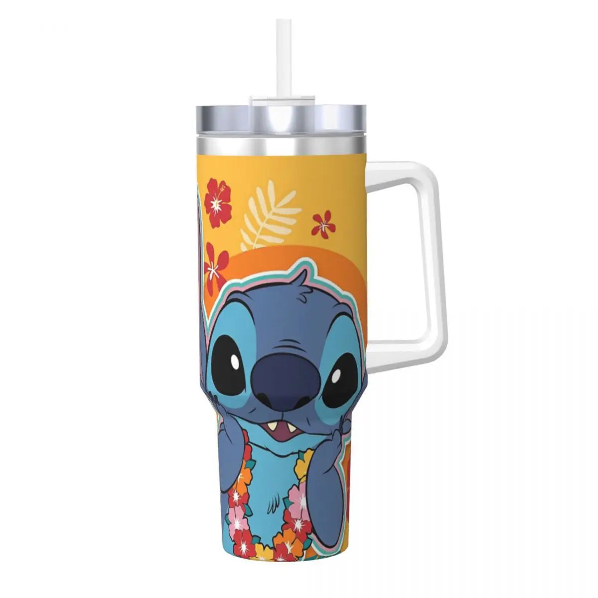 Angel And Stitch Stainless Steel Tumbler Camping Mugs Cup Large Capacity Coffee Mug Heat Preservation Drinks Milk Water Bottle