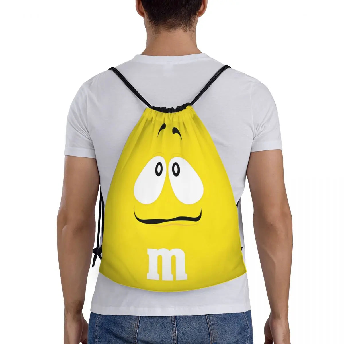 Candy M&M's Chocolate Meme Drawstring Backpack Sports Gym Sackpack String Bags for Hiking