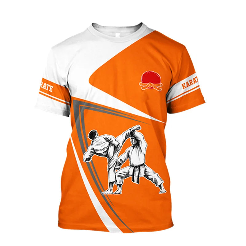3D Karate Print T Shirt Martial Art Wushu Graphic T-shirts For Men Kid Fashion Streetwear Short Sleeves Sports Gym Clothing Tops