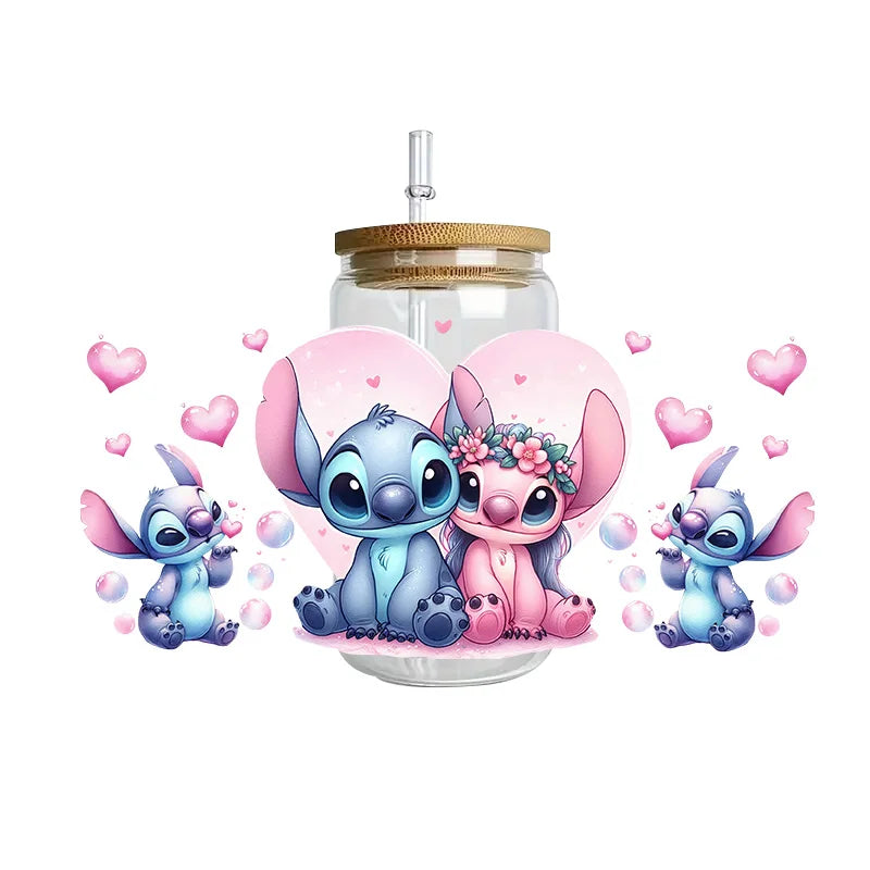 Disney Stitch Series Easy peel waterproof DIY Decals 3D transfers uvdtf crystal stickers 16oz uv dtf tumbler cup wraps sticker