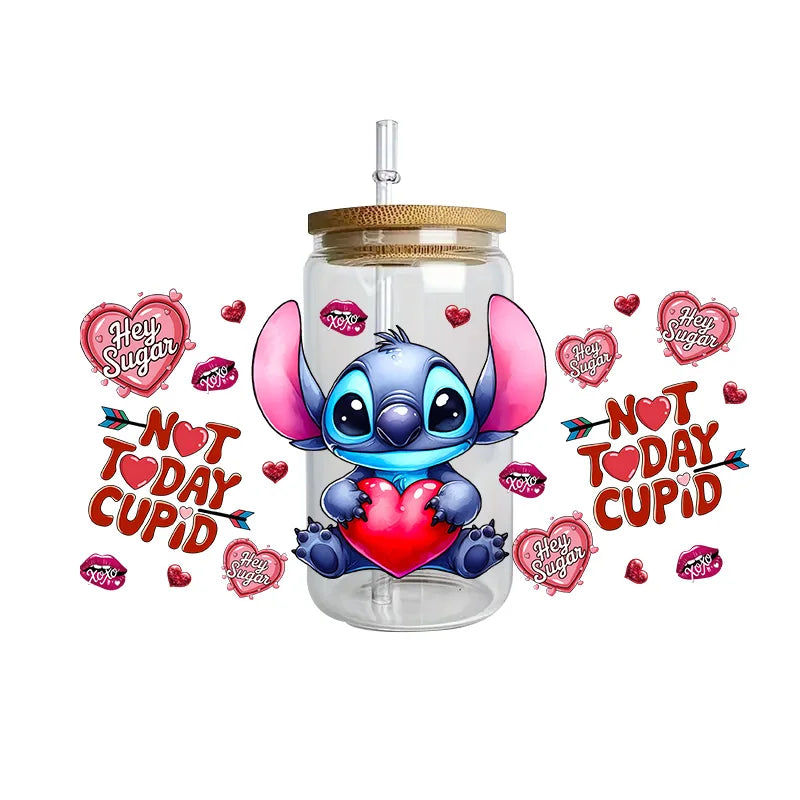 Disney Stitch Series Easy peel waterproof DIY Decals 3D transfers uvdtf crystal stickers 16oz uv dtf tumbler cup wraps sticker