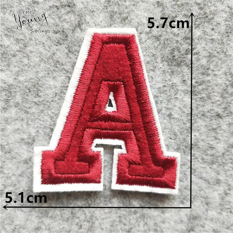 DIY write yourself red Letter A-Z Iron On Patch DIY embroidered Applique Clothing Sewing thermo-stickers Badges Accessories