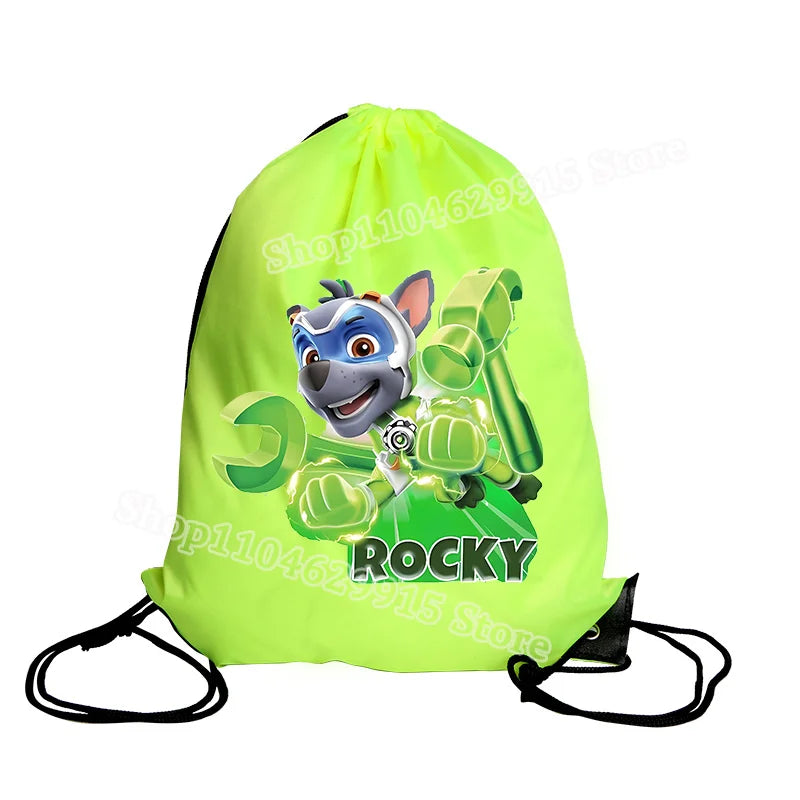 Paw Patrol Drawstring Bag Boys Girls Sport String Pocket Clothes Shoes Storage Cute Anime Chase Skye Waterproof Outdoor Backpack