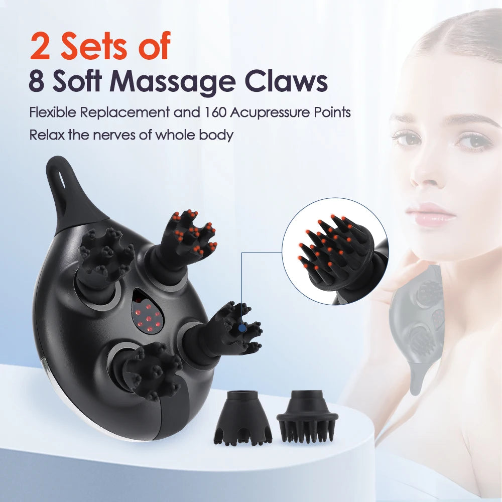 7 Modes Head Scalp Massager Red Light Promoting Hair Growth Kneading Vibration Soft Silicone Stress Relax Body Massage Hair Care