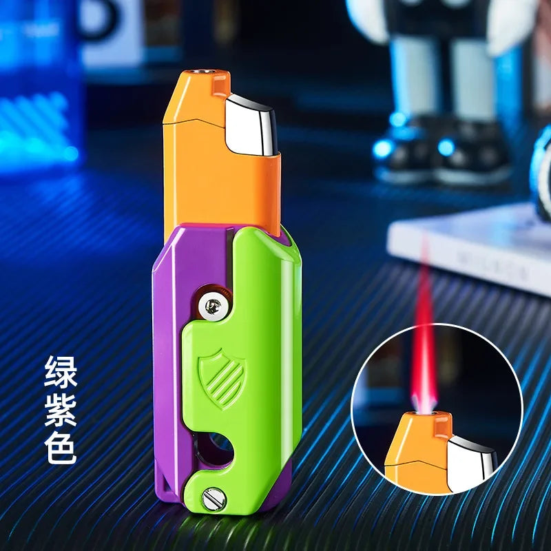 2025 Carrot Knife Lighter Refillable Red Flame Windproof Decompression Radish Folding Fidget Stress Anxiety Novelty Lighters