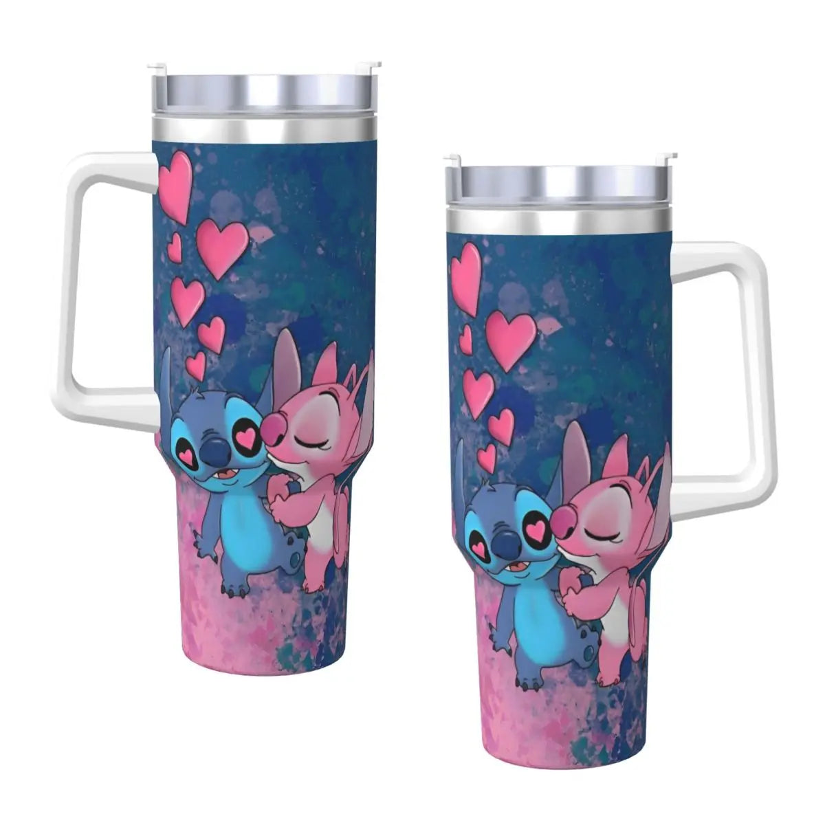 Angel And Stitch Stainless Steel Tumbler Camping Mugs Cup Large Capacity Coffee Mug Heat Preservation Drinks Milk Water Bottle