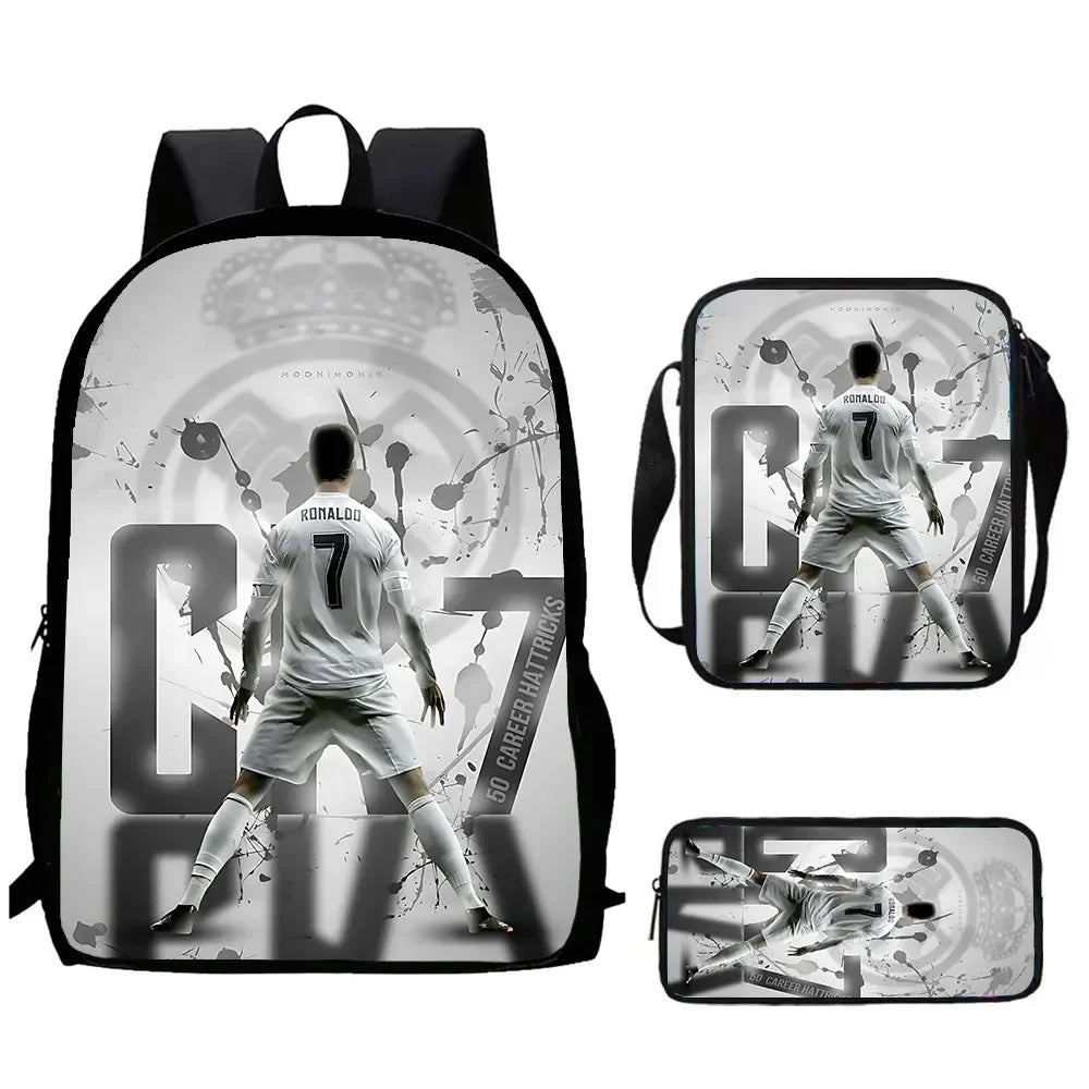 Mochila C-CR7 Child Backpack With Shoulder Bags Pencil Bags School Bags ,Cartoon Football Star School Bags Set for Boys Girls
