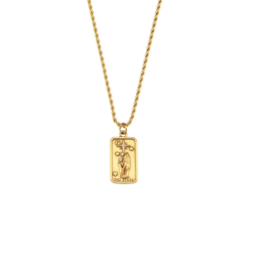 Gold Color Necklace for Women Zircon Christmas Jewelry Colorful Geometric Meaningful Sun Lover Stainless Steel Tarot Necklaces