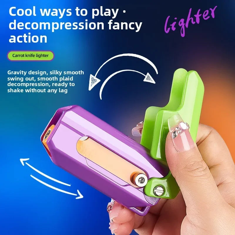 2025 Carrot Knife Lighter Refillable Red Flame Windproof Decompression Radish Folding Fidget Stress Anxiety Novelty Lighters