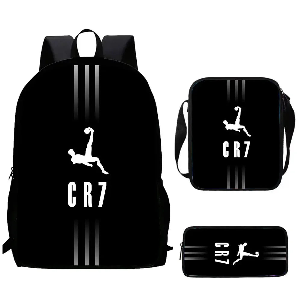 Mochila C-CR7 Child Backpack With Shoulder Bags Pencil Bags School Bags ,Cartoon Football Star School Bags Set for Boys Girls
