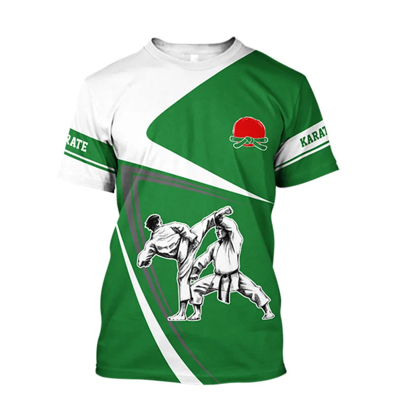 3D Karate Print T Shirt Martial Art Wushu Graphic T-shirts For Men Kid Fashion Streetwear Short Sleeves Sports Gym Clothing Tops