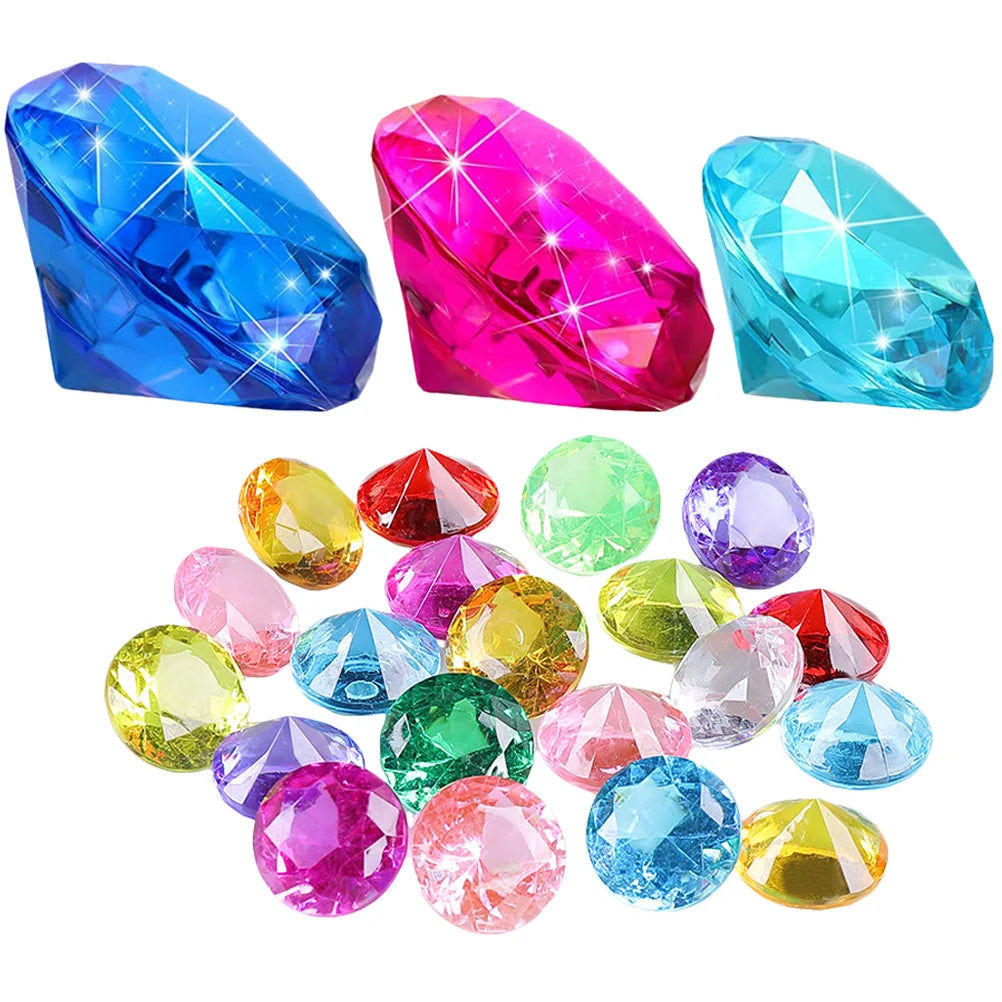 60 Pcs Acrylic Gem Toy Diving Gems Jewelry for Kids Ages 4 8 Bright Colors Pool Underwater Toys Fake Diamond Model