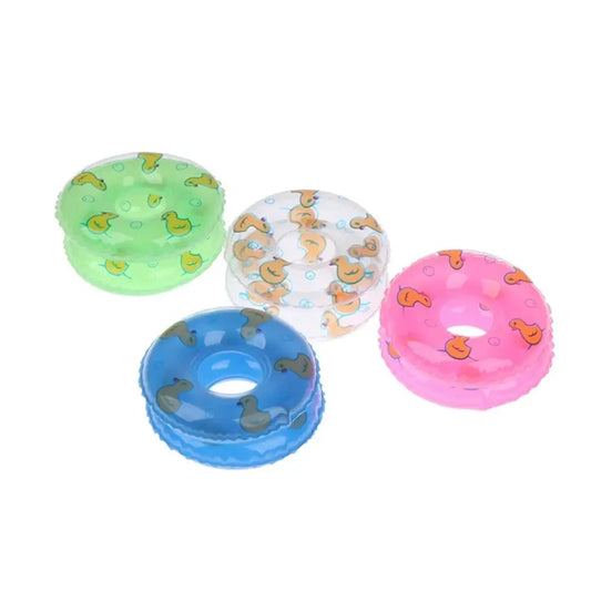 PVC Dollhouse Miniature Swimming Ring Yellow Duck Inflatable Mini Rings Swimming Toy Handmade DIY