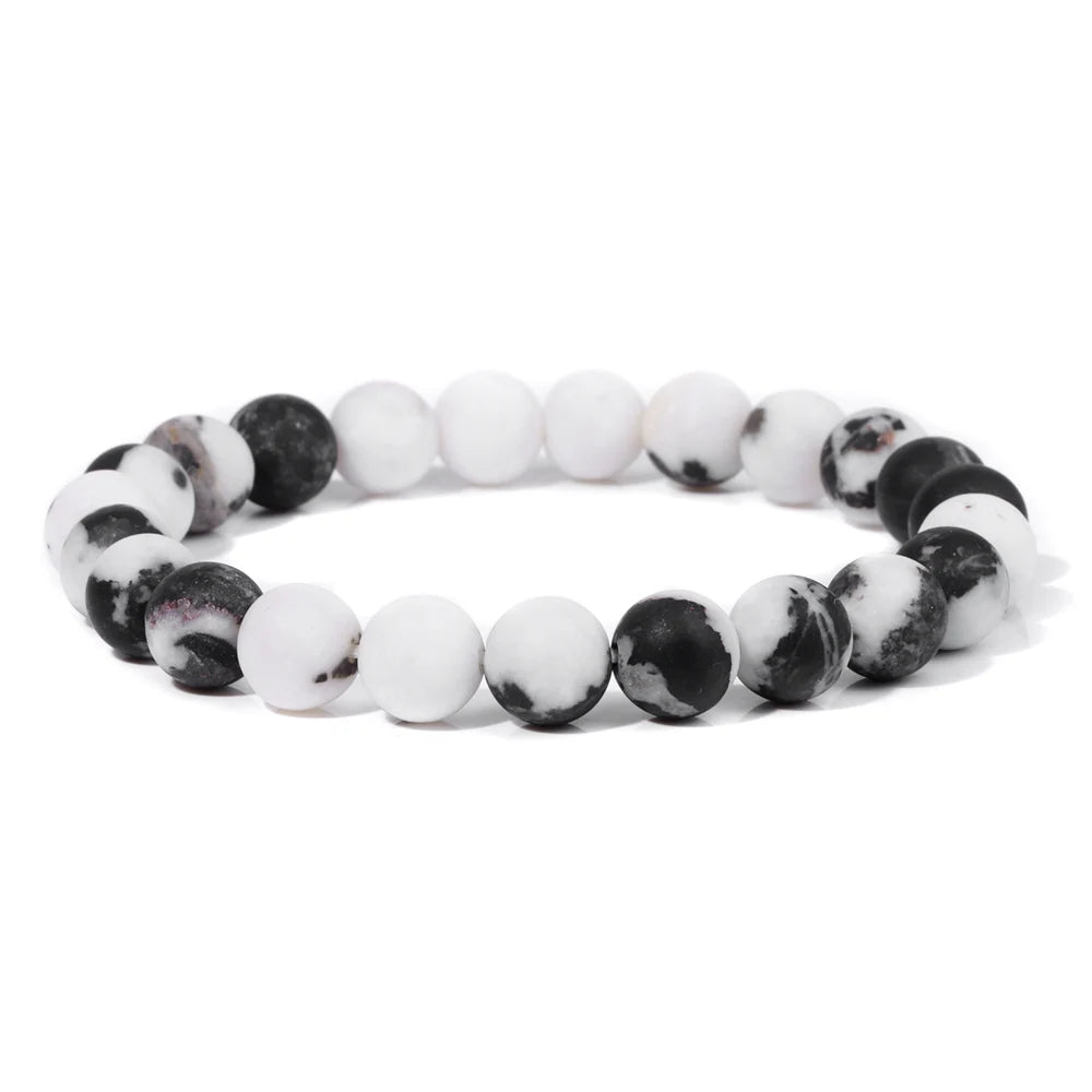 Natural Stone Beads Bracelet 8mm Frosted Opal Malachite Quartz Beaded Elastic Bracelets for Women Men Fashion Jewelry Gift