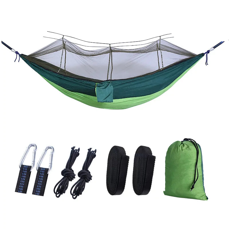 Outdoor Camping Parachute Cloth Portable Anti Rollover and Anti Mosquito Quick Opening Mosquito Nets Hammock Double Single
