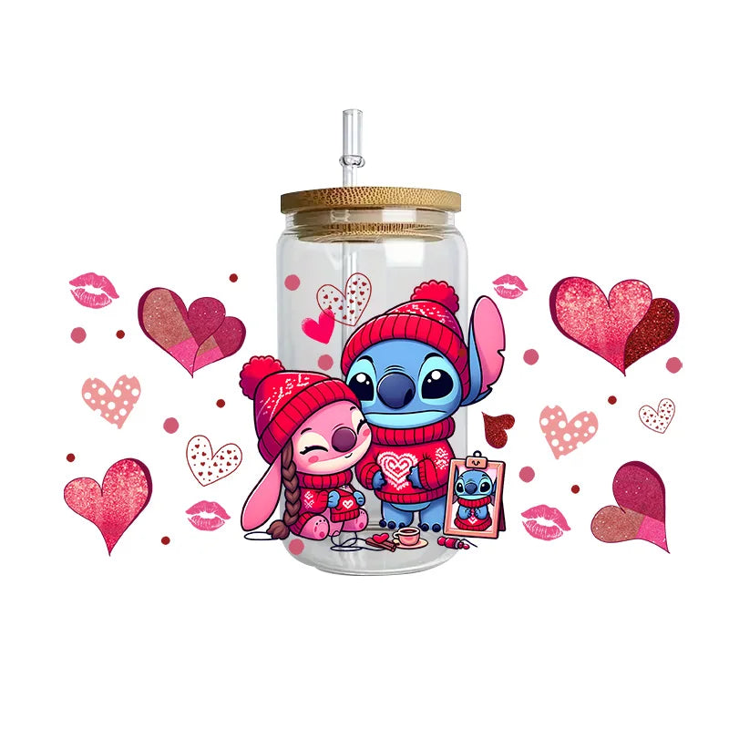 Disney Stitch Series Easy peel waterproof DIY Decals 3D transfers uvdtf crystal stickers 16oz uv dtf tumbler cup wraps sticker
