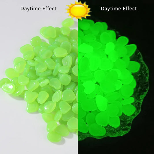 100PCSLuminous stone garden fish tank landscape glow-in-the-dark stone decoration artificial fluorescent color goose stone