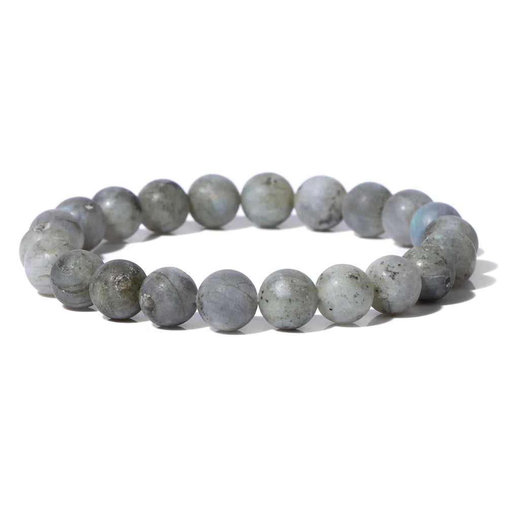 Natural Stone Beads Bracelet 8mm Frosted Opal Malachite Quartz Beaded Elastic Bracelets for Women Men Fashion Jewelry Gift