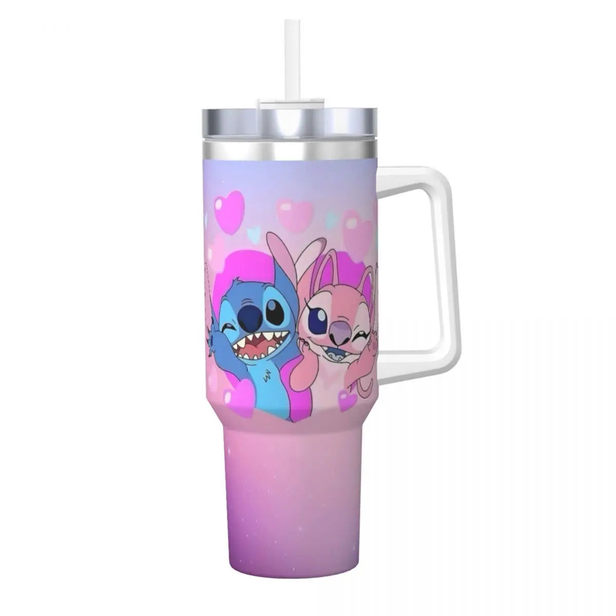Angel And Stitch Stainless Steel Tumbler Camping Mugs Cup Large Capacity Coffee Mug Heat Preservation Drinks Milk Water Bottle