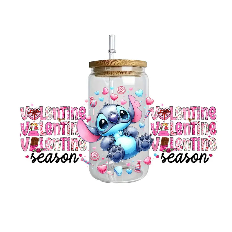 Disney Stitch Series Easy peel waterproof DIY Decals 3D transfers uvdtf crystal stickers 16oz uv dtf tumbler cup wraps sticker