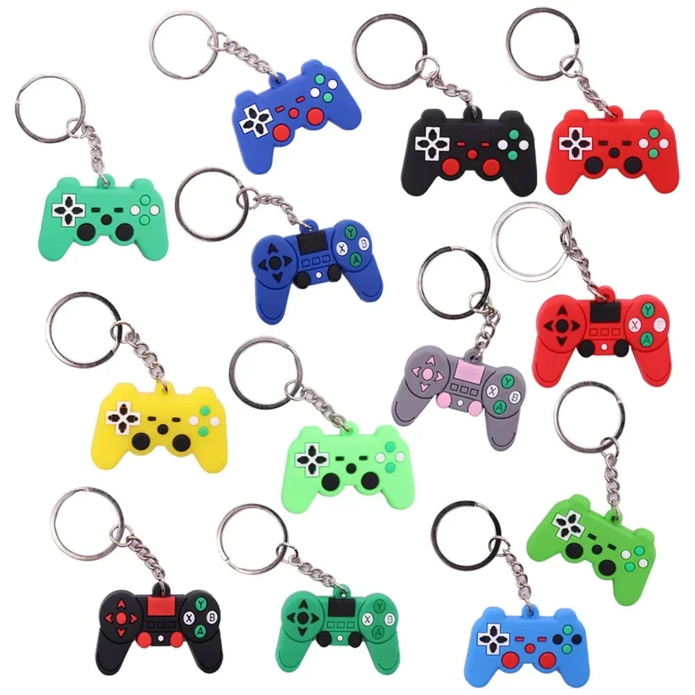 PVC Game Machine Keychain Kawaii Cartoon Key Rings Dessert Donut Pattern Key Holders Fit Adult Car Keys Kids Party Gift Trinkets