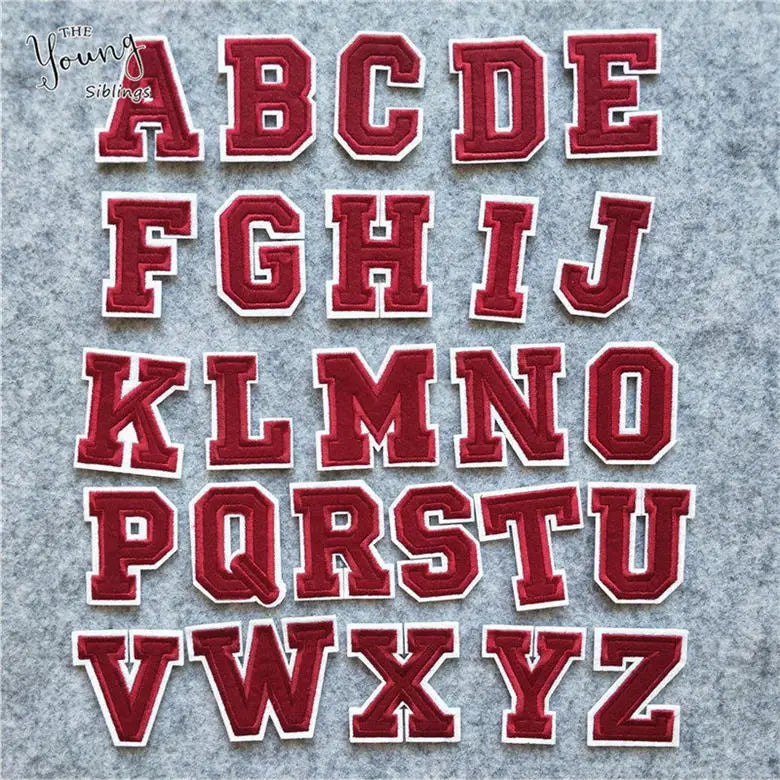 DIY write yourself red Letter A-Z Iron On Patch DIY embroidered Applique Clothing Sewing thermo-stickers Badges Accessories