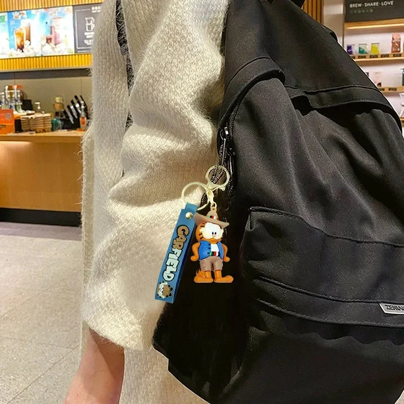 New Garfields Kitten II Keychain Cute Cartoon Kitten Model Doll Bag Pendant Matching Purse Pendant Doll Keychain Kids Toy Gift
