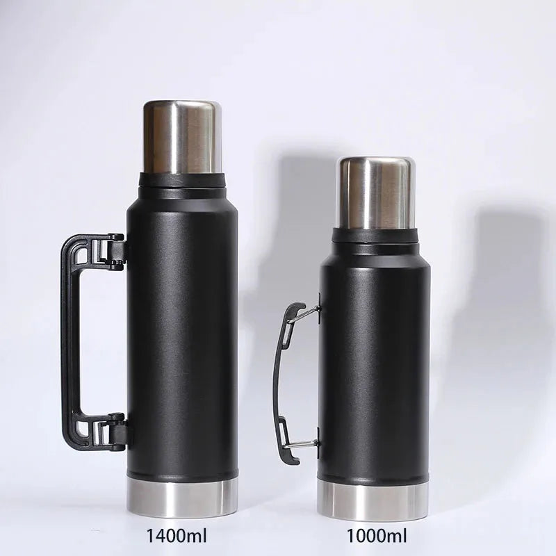 Large Capacity Stainless Steel Thermos Portable Vacuum Flask Insulated Tumbler With Handle Keep Cold Water Bottle Outdoors1/1.4L