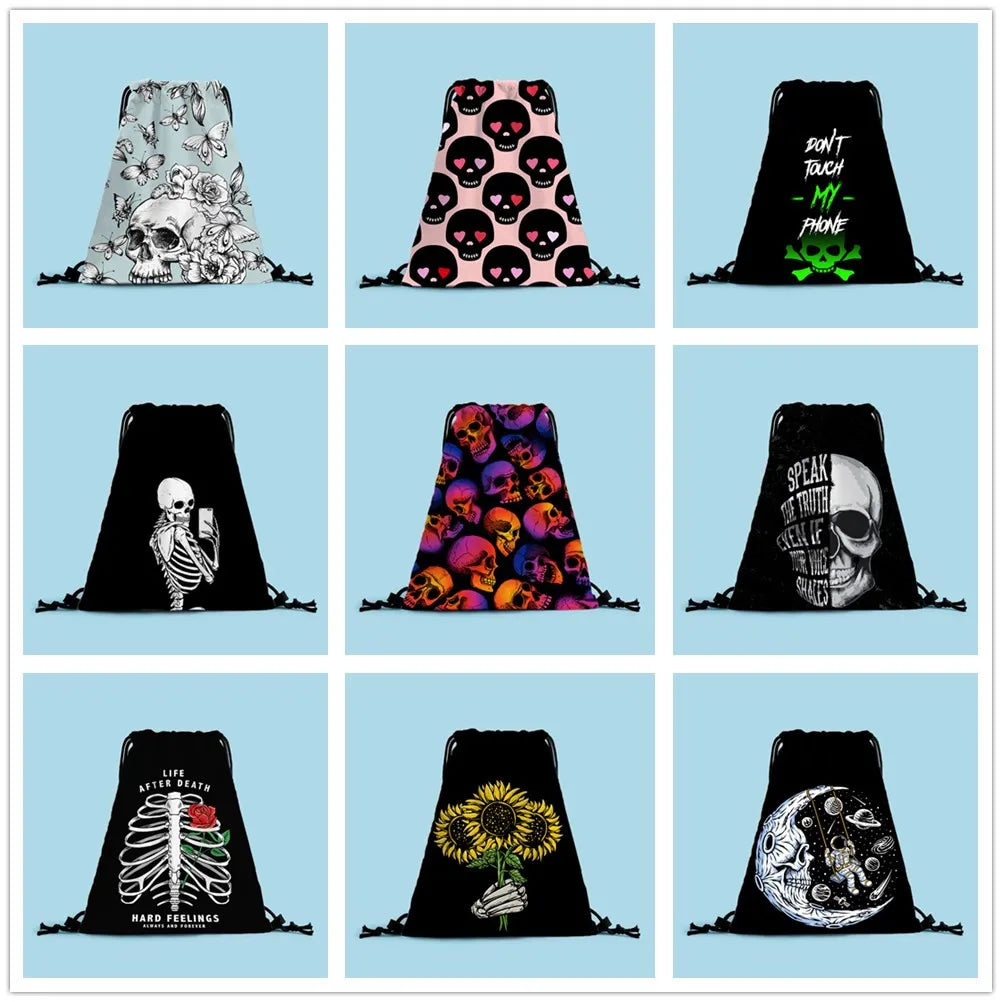 Polyester Printing Drawstring School Book Bag Boys Girls Kids Adult Gym PE Kit Sack Portable Travel Shopping Pouch Bag