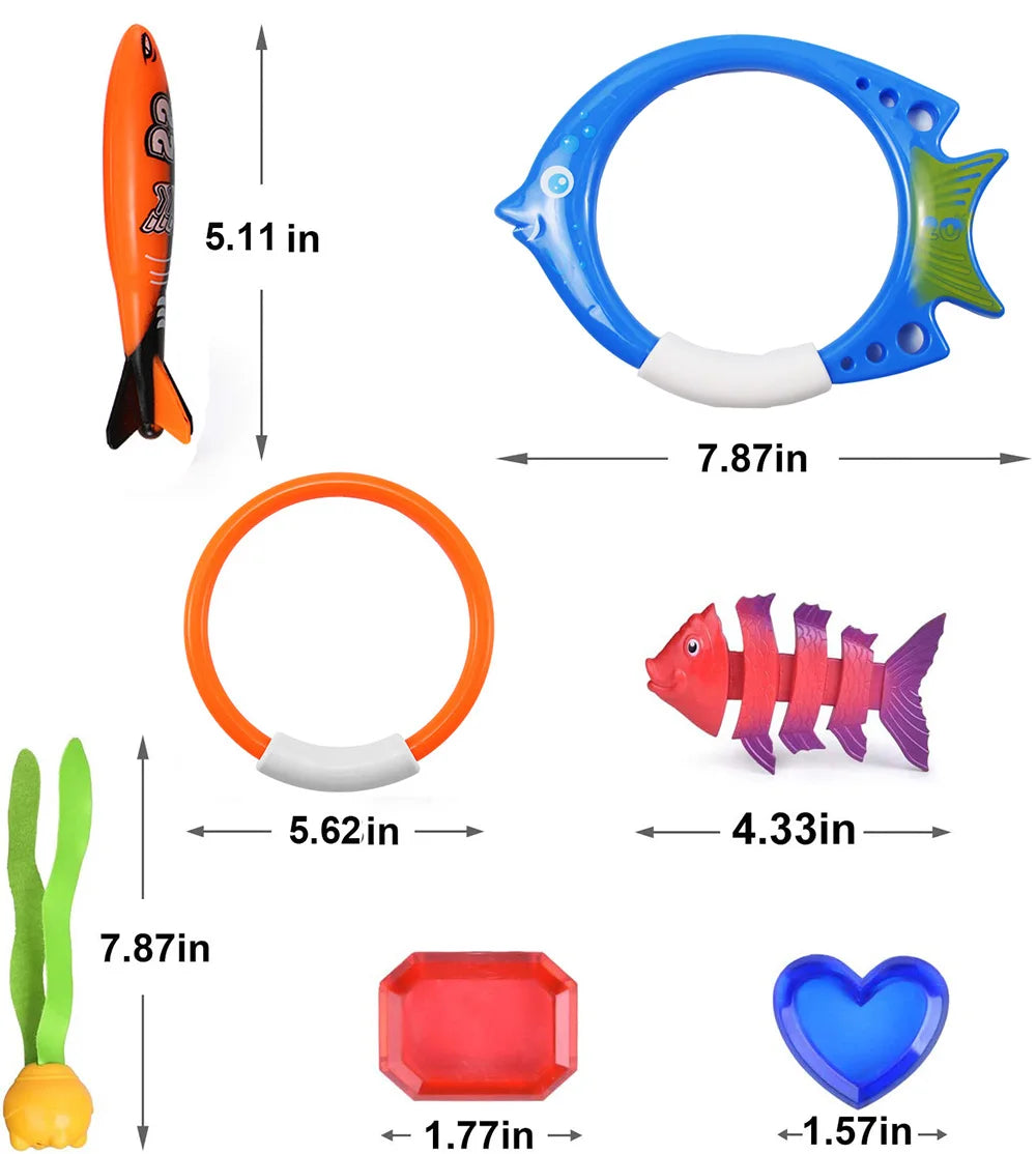 Summer Diving Toys Torpedos Octopus Diving Fish Ring Swimming Pool Water Games Training Gift Set Toys For kids