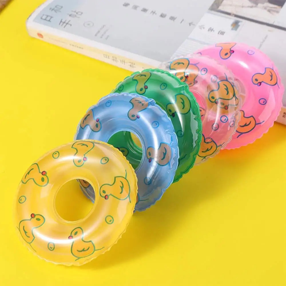 PVC Dollhouse Miniature Swimming Ring Yellow Duck Inflatable Mini Rings Swimming Toy Handmade DIY
