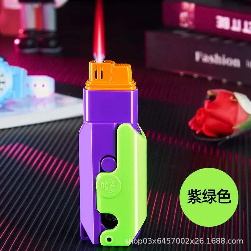 2025 Carrot Knife Lighter Refillable Red Flame Windproof Decompression Radish Folding Fidget Stress Anxiety Novelty Lighters