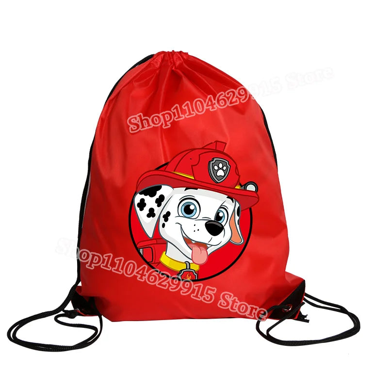 Paw Patrol Drawstring Bag Boys Girls Sport String Pocket Clothes Shoes Storage Cute Anime Chase Skye Waterproof Outdoor Backpack