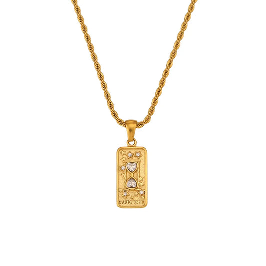 Gold Color Necklace for Women Zircon Christmas Jewelry Colorful Geometric Meaningful Sun Lover Stainless Steel Tarot Necklaces