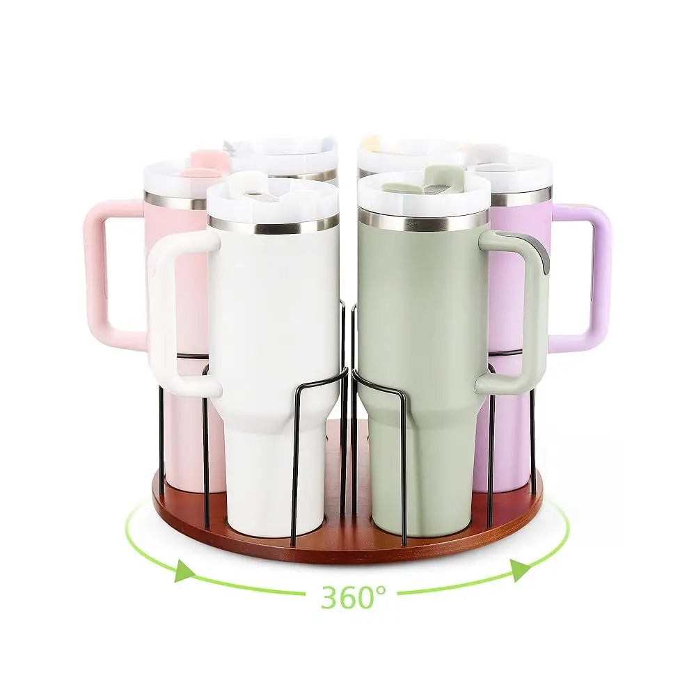 Water Bottle Organizer For 40 Oz, 360° Rotated Cup Holder, Wooden Cup Organizer For Kitchen Cabinets, Tumbler Holder