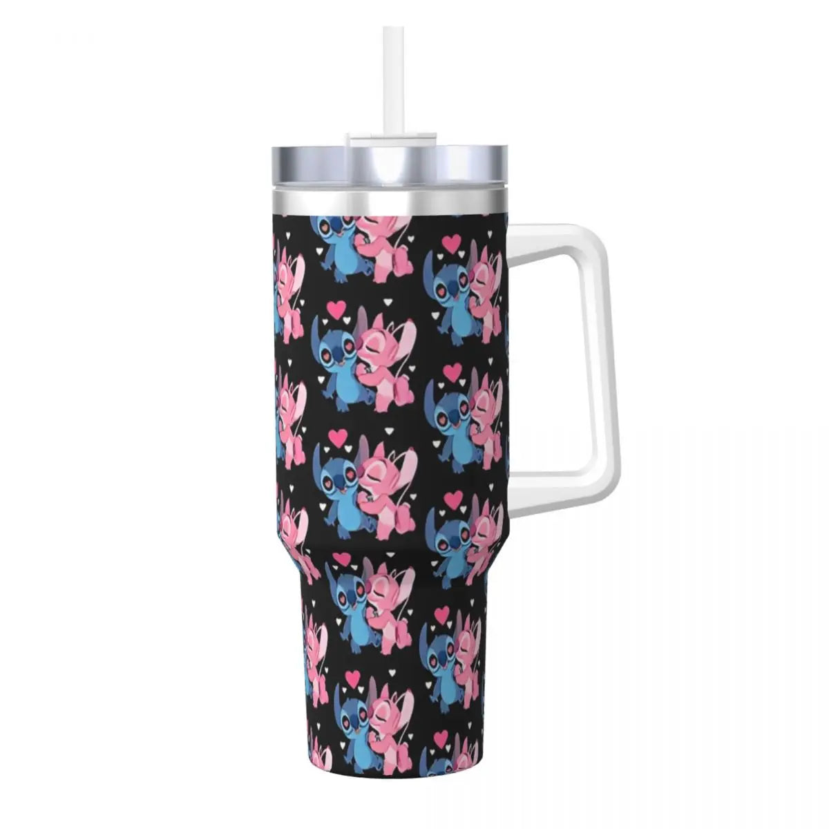 Angel And Stitch Stainless Steel Tumbler Camping Mugs Cup Large Capacity Coffee Mug Heat Preservation Drinks Milk Water Bottle
