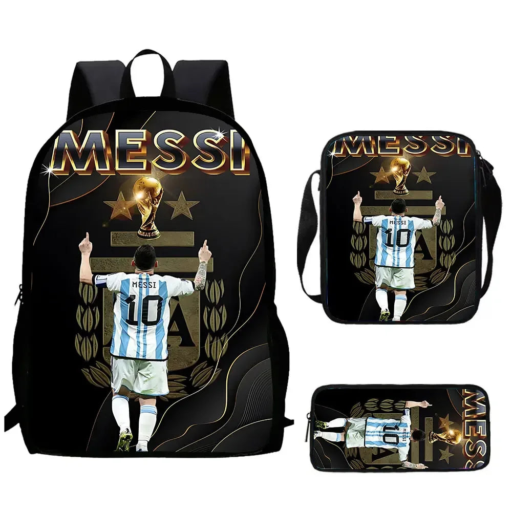 Mochila C-CR7 Child Backpack With Shoulder Bags Pencil Bags School Bags ,Cartoon Football Star School Bags Set for Boys Girls