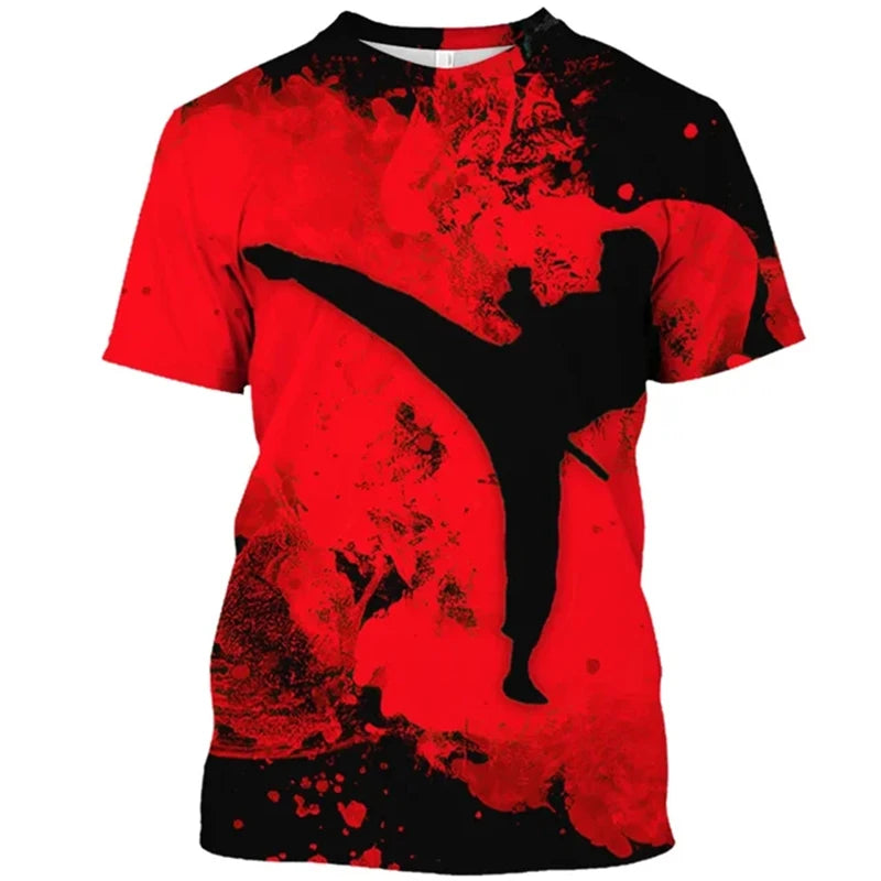 Japanese Karate 3d Printed T-shirt For Men Sports Breathable Comfortable Tee Shirt Short Sleeves Fashion Trend Hot Blood Tees