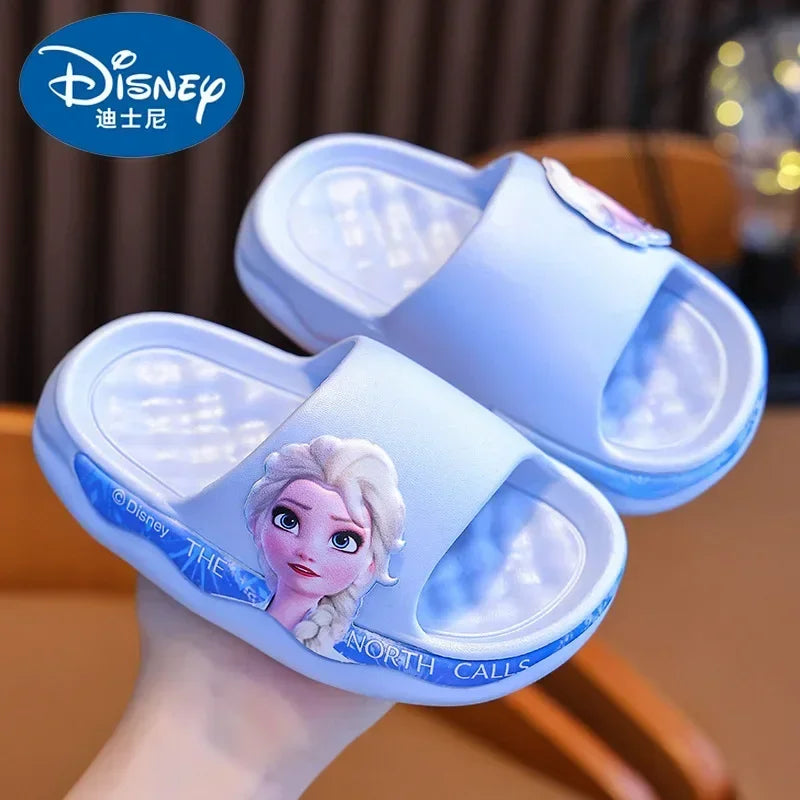 Disney Frozen Elsa Summer Girl Princess Girl Beach Sandals girl Indoor Non-slip Soft Bottom Bath Cartoon Children's Slippers