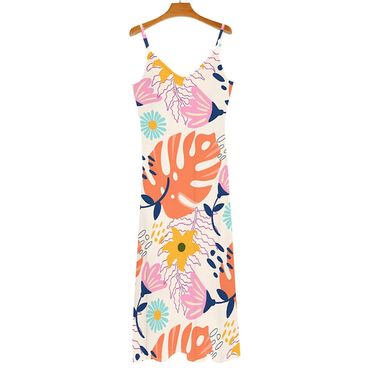 Women's clothing 2025 spring/summer new custom casual beach loose print floral V-neck long skirt dress