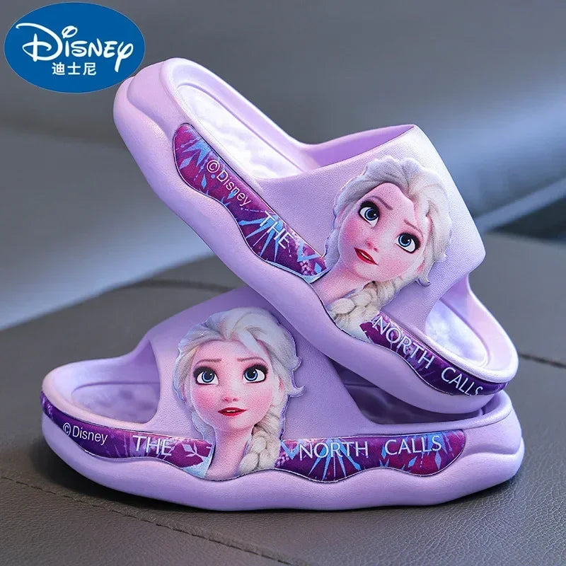 Disney Frozen Elsa Summer Girl Princess Girl Beach Sandals girl Indoor Non-slip Soft Bottom Bath Cartoon Children's Slippers