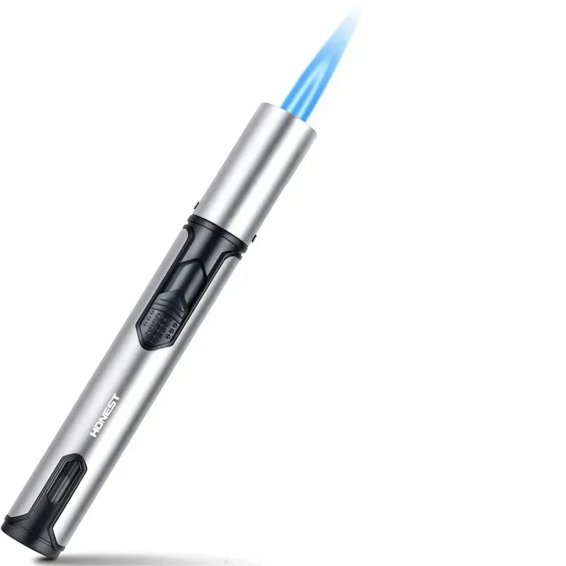HONEST Metal Windproof Lighter Jet Flame Inflatable Pen Style Butane Lighter, Kitchen Barbecue Candle Camping Men's Small Tool