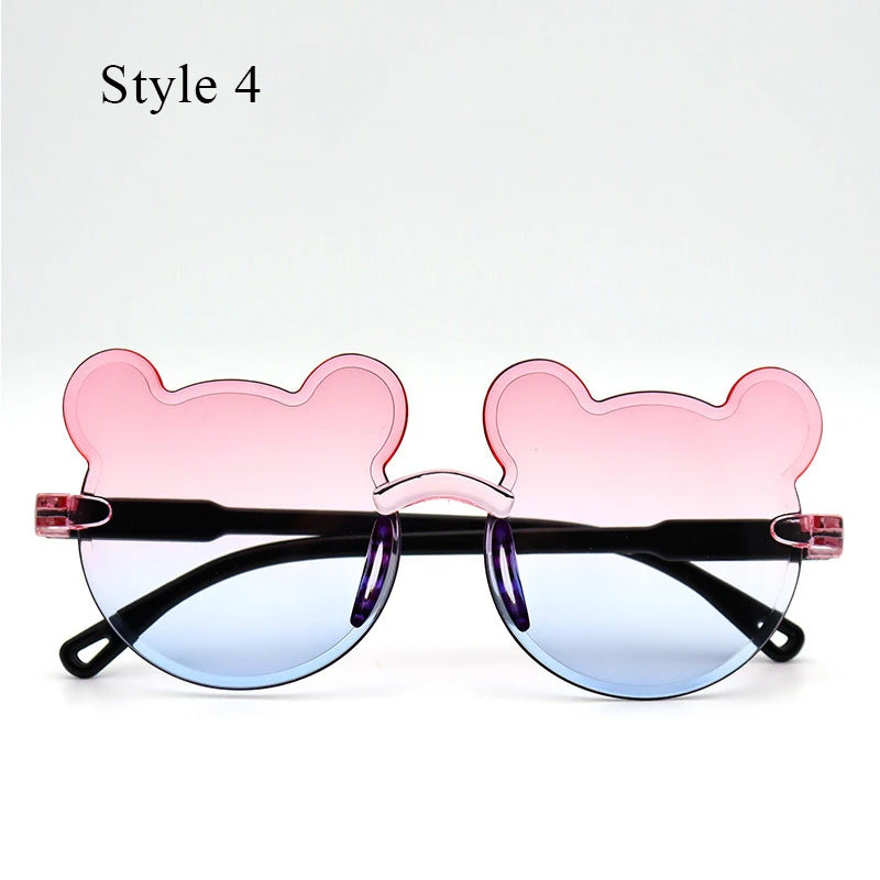 Hot Sale!Children Cute Cartoon Bear Shape Sunglasses Rimless UV400 Kids Sun Eyeglasses Outdoor Anti-Glare Girls Boys Sunglasses