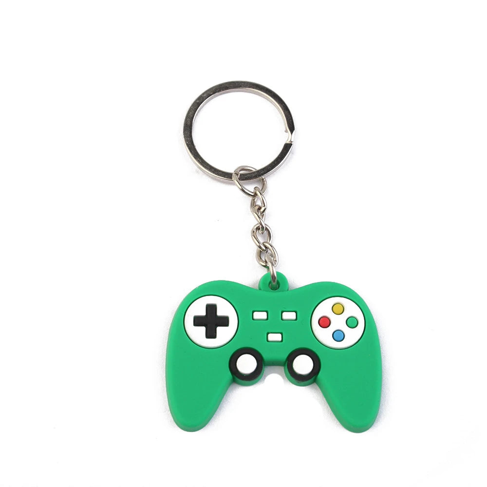 PVC Game Machine Keychain Kawaii Cartoon Key Rings Dessert Donut Pattern Key Holders Fit Adult Car Keys Kids Party Gift Trinkets