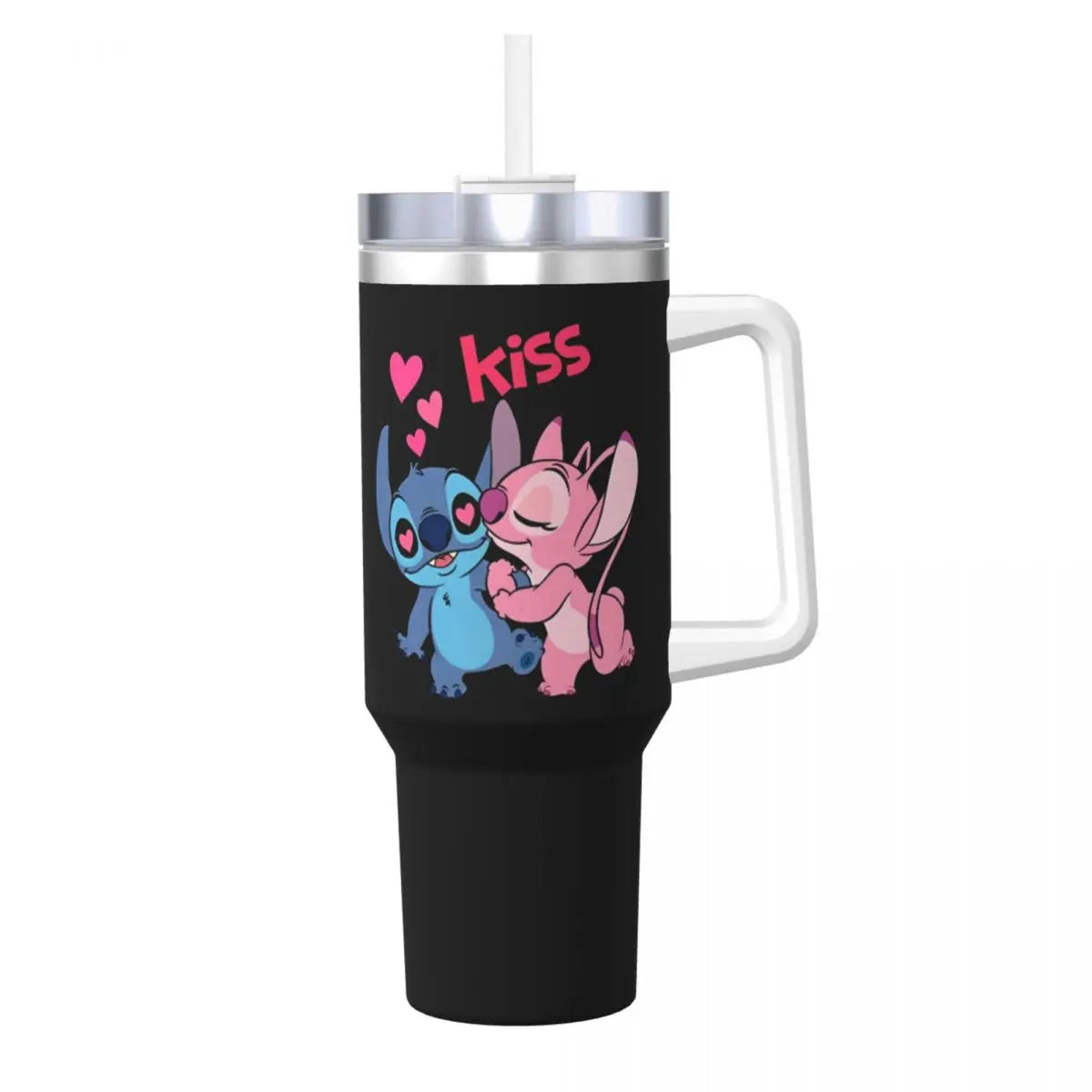 Angel And Stitch Stainless Steel Tumbler Camping Mugs Cup Large Capacity Coffee Mug Heat Preservation Drinks Milk Water Bottle