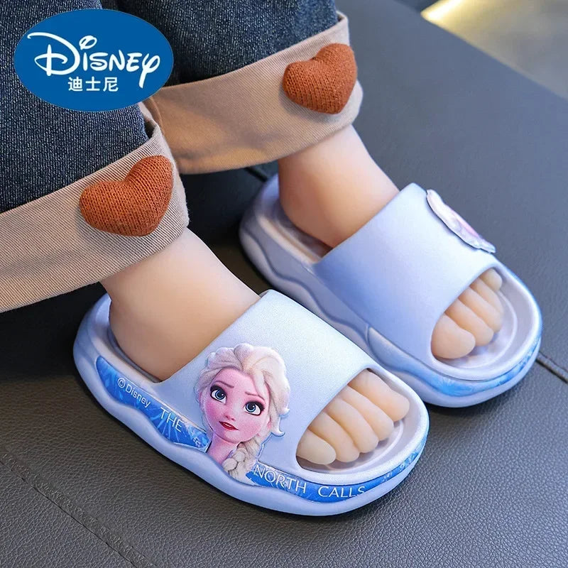 Disney Frozen Elsa Summer Girl Princess Girl Beach Sandals girl Indoor Non-slip Soft Bottom Bath Cartoon Children's Slippers