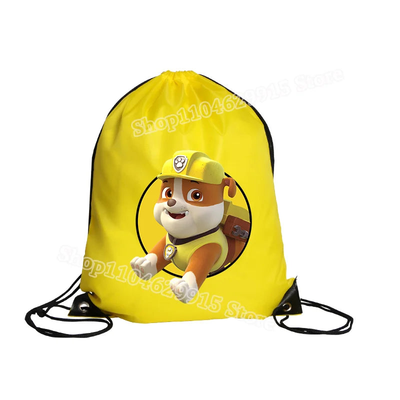 Paw Patrol Drawstring Bag Boys Girls Sport String Pocket Clothes Shoes Storage Cute Anime Chase Skye Waterproof Outdoor Backpack
