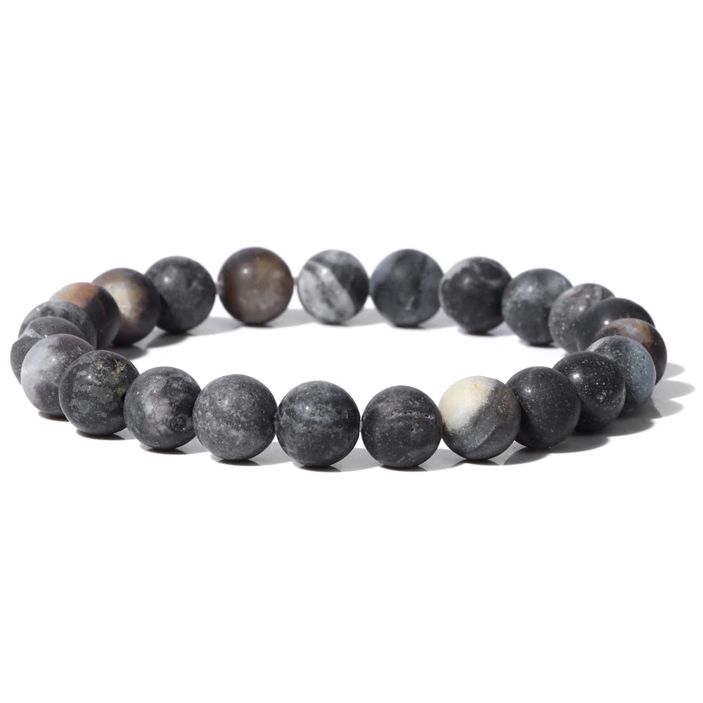 Natural Stone Beads Bracelet 8mm Frosted Opal Malachite Quartz Beaded Elastic Bracelets for Women Men Fashion Jewelry Gift